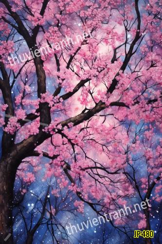 Tranh dán tường hoa anh đào-JP-480 - Tranh tường chất lượng cao